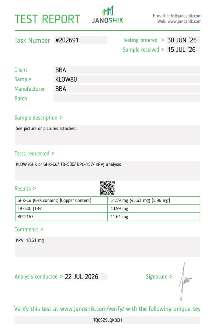 KLOW 80mg COA page 1