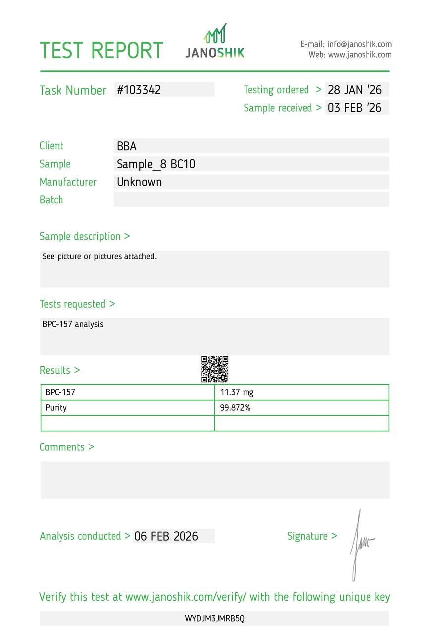 BPC-157 10mg COA page 1
